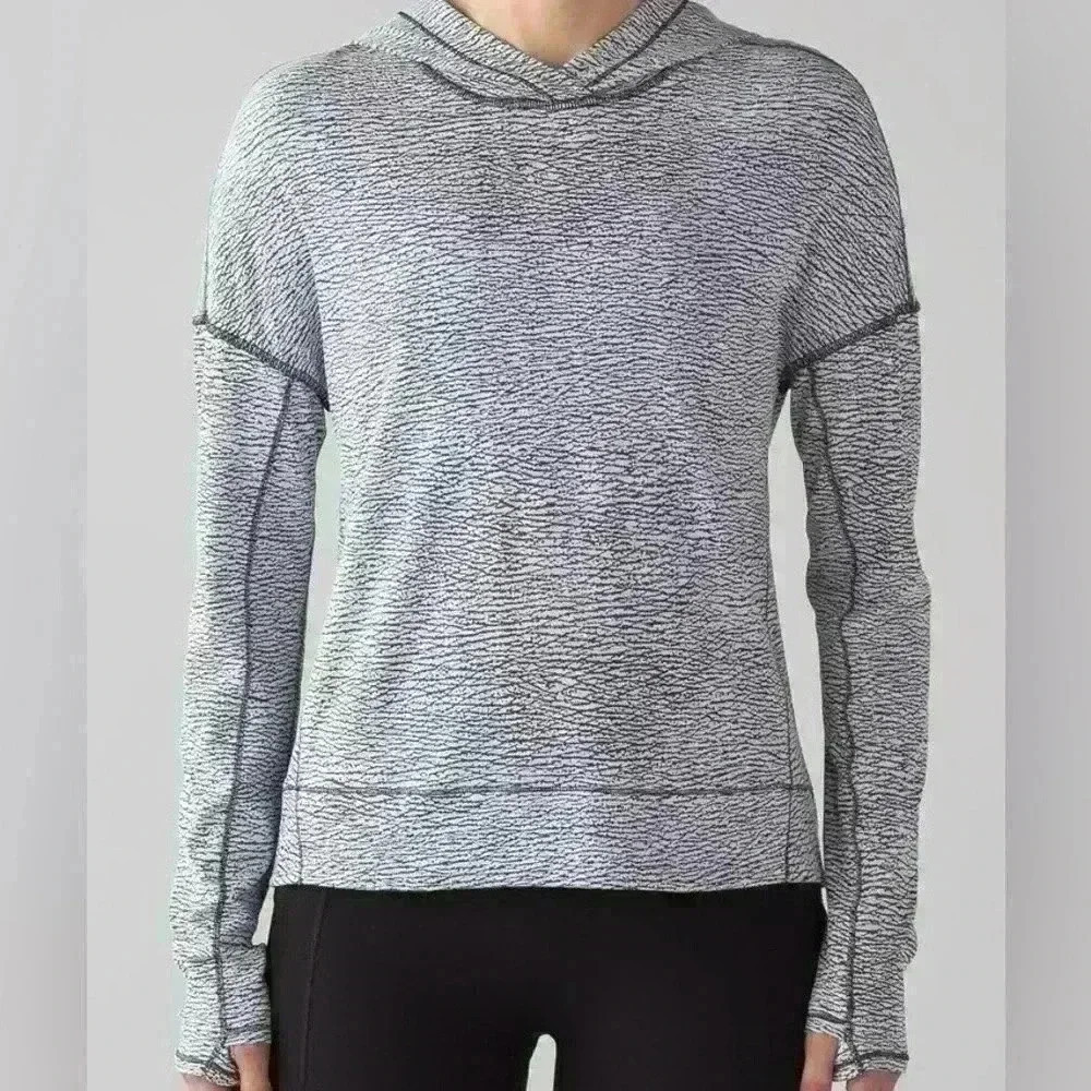 Lululemon Squad Goals Hoodie Sheer Luon Pebble Jacquard V1 White Black 8